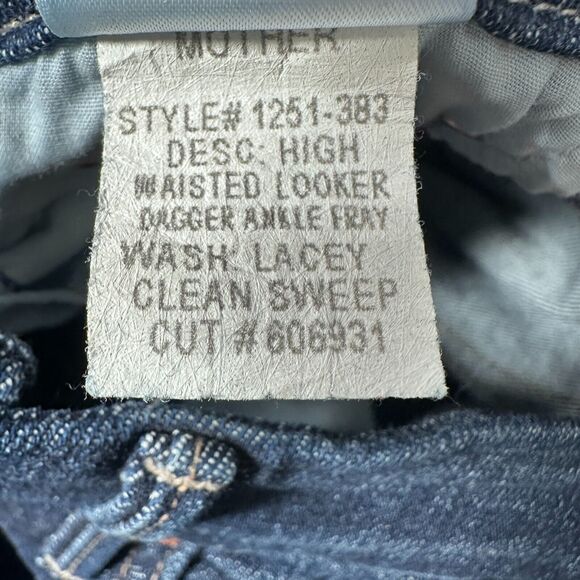 Mother High Waisted Looker Dagger Ankle Fray Jean Women 25 Blue Denim Lacey Wash - Picture 8 of 11